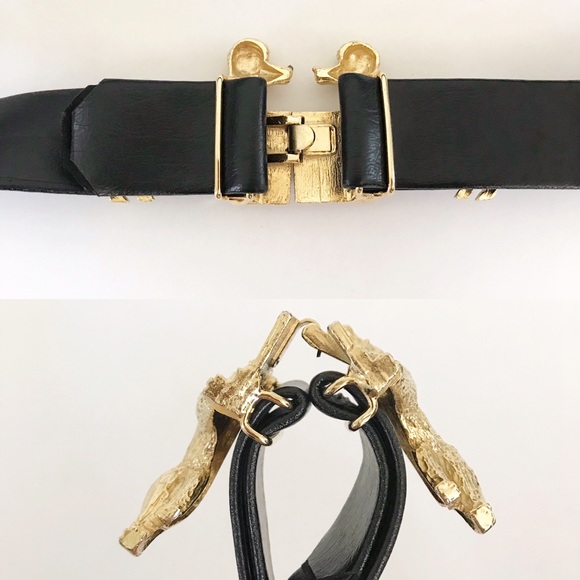 Vintage Mimi Di N Poodle Gold Buckle Leather Belt - Picture 6 of 8
